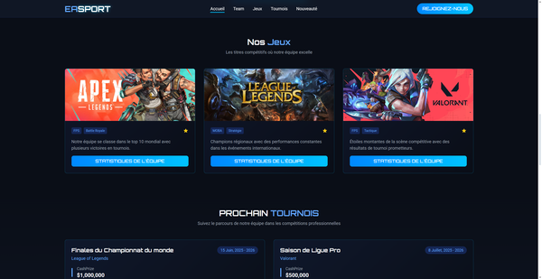 Template site jeu vidéo par ByteMinds, développeur web spécialisé